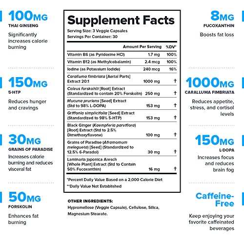 Legion Phoenix Fat Burner & Thermogenic Fat Loss Loss Pills (Caffeine Free) Appetite Suppressant - 100% Natural & Scientifically Validated Formulation with Forskolin, Naringin, More - 30 Svgs?