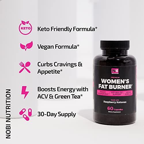 Nobi Nutrition Premium Vegan Fat Burner for Women - Weight Loss Supplement, Appetite Suppressant and Metabolism Booster - Thermogenic Diet Pills for Women - 60 Capsules