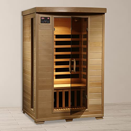 2-Person Hemlock Infrared Sauna with Carbon Heaters, Lighting