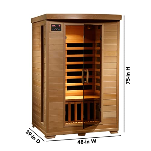 2-Person Hemlock Infrared Sauna with Carbon Heaters, Lighting