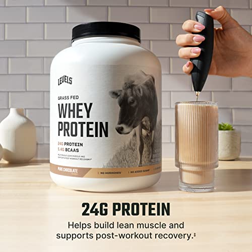 Levels 100% Grass Fed Whey Protein, No GMOs, Pure Chocolate, 5LB