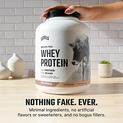 Levels 100% Grass Fed Whey Protein, No GMOs, Pure Chocolate, 5LB
