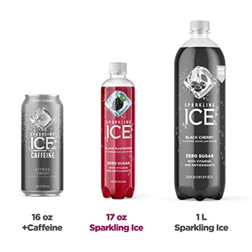 Sparkling Ice, Black Raspberry Sparkling Water, with Antioxidants and Vitamins, Zero Sugar, 17 fl oz Bottles (Pack of 12)