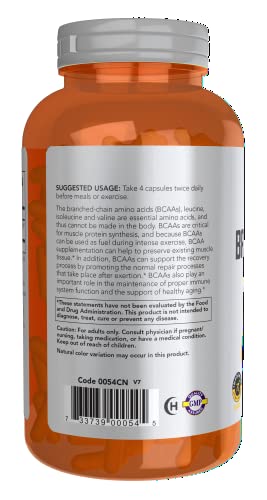 NOW Sports Nutrition, Branched Chain Amino Acids, With Leucine, Isoleucine and Valine, 240 Capsules