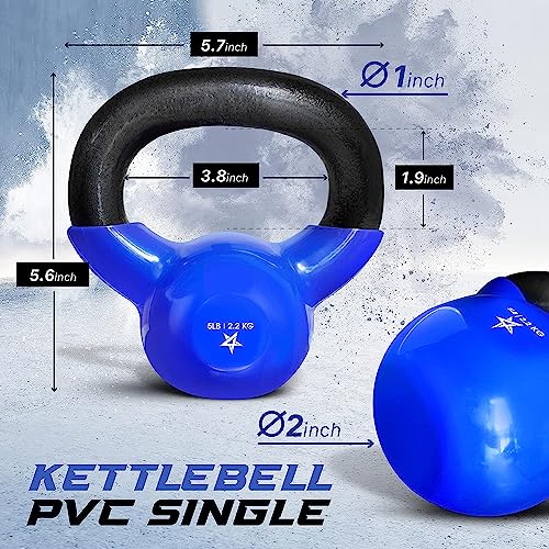 Yes4All Vinyl Coated Kettlebell Set - 5 lbs