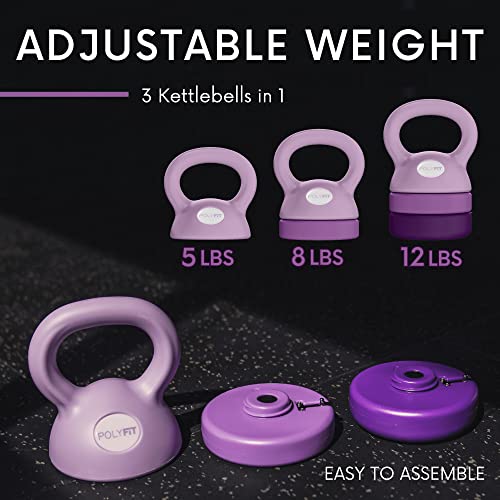 Polyfit Women's Adjustable Kettlebell Set - 5 lbs to 12 lbs