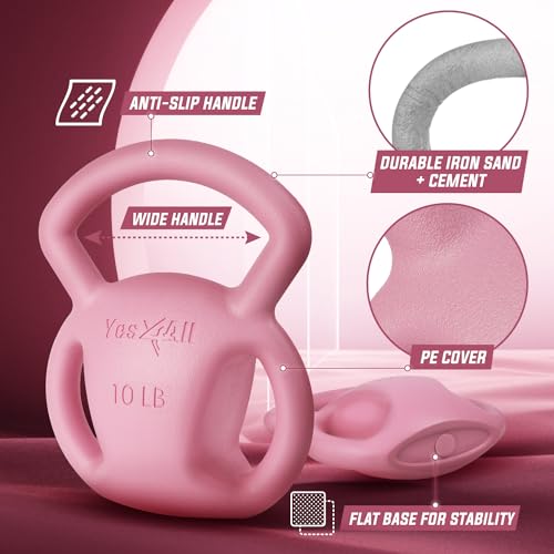 10&15lb Yes4All Kettlebell for Full Body Workout - Pink