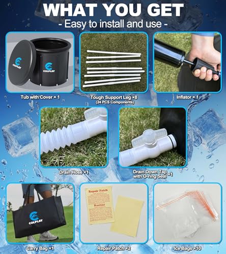 XL Portable Ice Bath Tub for Athletes - 35.5" x 29.5