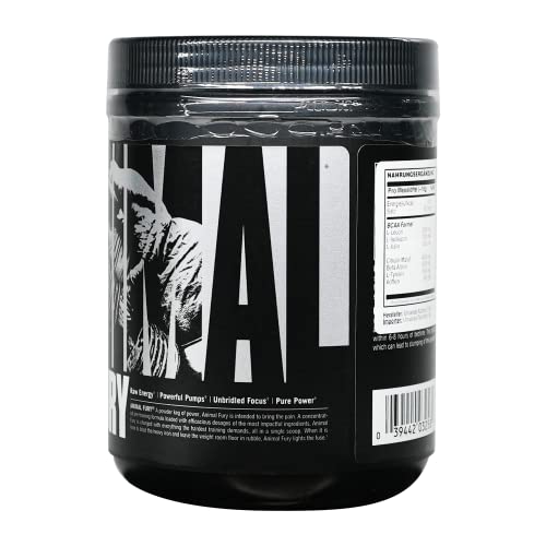 Animal Fury Pre Workout Powder Supplement â Energize Your Workout With More Focus, Energy, Endurance and Pumps, Watermelon, 20 Servings, 11.28 Ounce