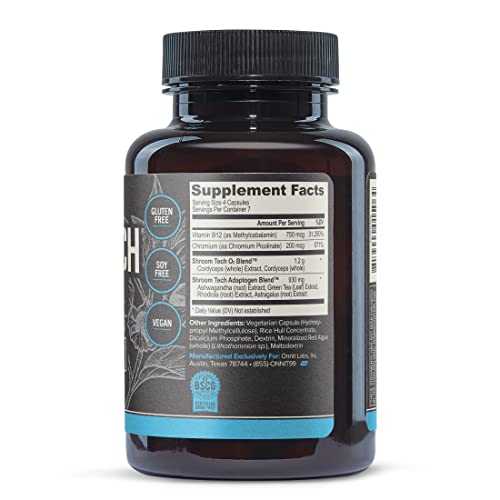 ONNIT Shroom TECH Sport (28ct) | All Natural Pre-Workout Supplement with Ashwagandha, Cordyceps Mushroom, and Rhodiola Rosea