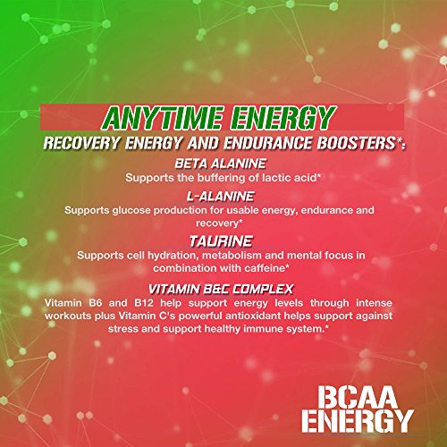 EVL BCAAs Amino Acids Powder - Rehydrating BCAA Powder Post Workout Recovery Drink with Natural Caffeine - BCAA Energy Pre Workout Powder for Muscle Recovery Lean Growth and Endurance - Watermelon