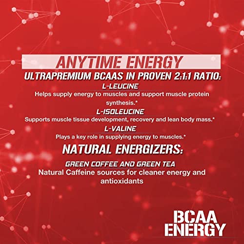 EVL BCAAs Amino Acids Powder - Rehydrating BCAA Powder Post Workout Recovery Drink with Natural Caffeine - BCAA Energy Pre Workout Powder for Muscle Recovery Lean Growth and Endurance - Fruit Punch