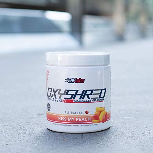 EHPlabs OxyShred Non Stimulant Thermogenic Pre Workout Powder & Shredding Supplement - Pre Workout Powder with L Glutamine & Acetyl L Carnitine, Energy Boost Drink - Peach, 60 Servings