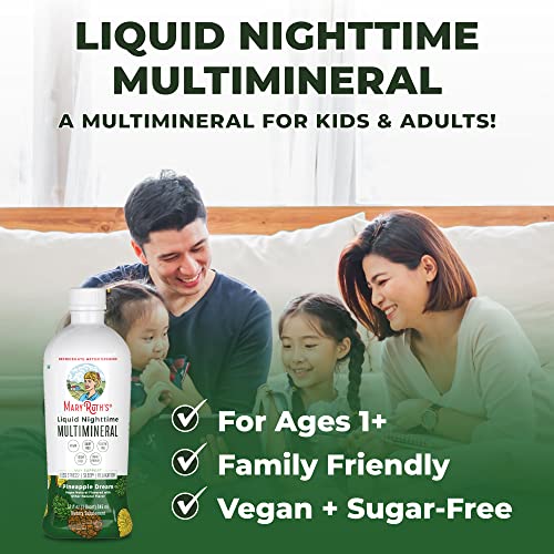 MaryRuth Organics Nighttime Liquid Multimineral Supplement | Sugar Free | Natural Sleep Support for Adults & Kids | Magnesium, Calcium & MSM | Pineapple Flavor | Vegan | Gluten Free | 32 Servings