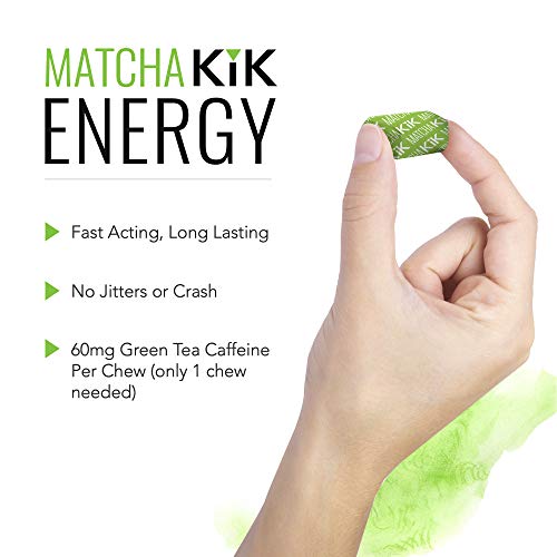 Matcha KiK Energy Chews - for Energy, Mental Focus, Endurance and Antioxidants. Healthy, Non-GMO Sport Chews with Premium Japanese Matcha Powder, D-Ribose and Green Tea Caffeine. 30 Servings.