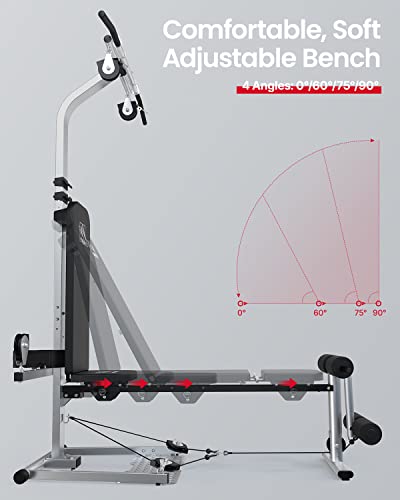 FITINDEX 320lbs Home Gym Station with 63 Workouts