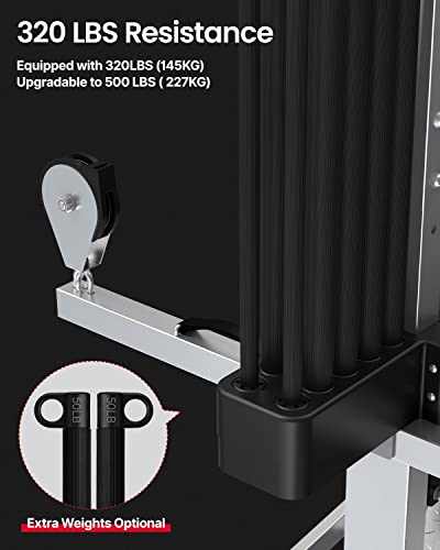 FITINDEX 320lbs Home Gym Station with 63 Workouts