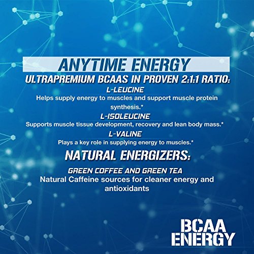 EVL BCAAs Amino Acids Powder - Rehydrating BCAA Powder Post Workout Recovery Drink with Natural Caffeine - BCAA Energy Pre Workout Powder for Muscle Recovery Lean Growth and Endurance - Blue Raz