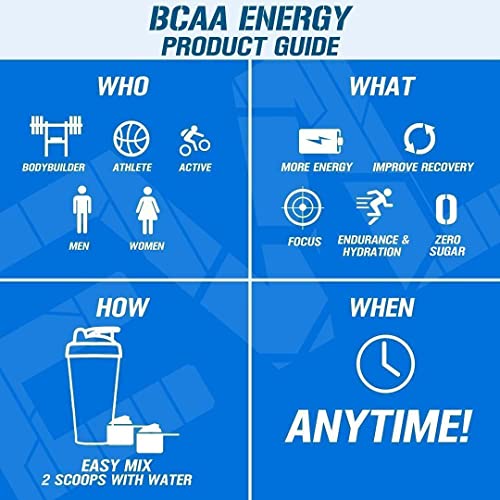 Evlution Nutrition BCAA Energy High Performance Amino Acid Supplement for Anytime Energy, Muscle Building, Recovery and Endurance, Pre Workout, Post Workout