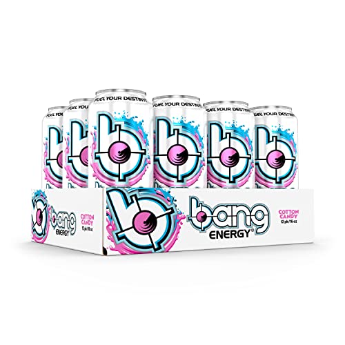 Bang Cotton Candy Energy Drink, 0 Calories, Sugar Free with Super Creatine, 16 Fl Oz (Pack of 12), Packaging may vary