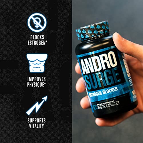 Androsurge Estrogen Blocker for Men - Natural Estrogen Support for Men & Anti Estrogen Aromatase Inhibitor - Vitality Booster, Muscle Builder for Men - DIM Long Jack & More, 120 Veggie Pills