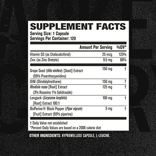Androsurge Estrogen Blocker for Men - Natural Estrogen Support for Men & Anti Estrogen Aromatase Inhibitor - Vitality Booster, Muscle Builder for Men - DIM Long Jack & More, 120 Veggie Pills
