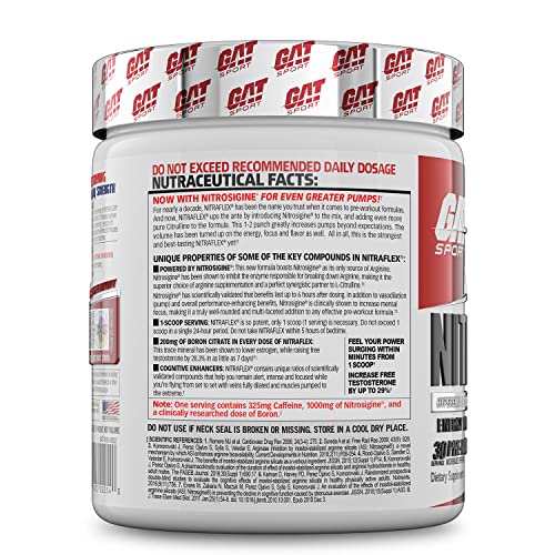 GAT Sport Nitraflex Advanced Pre-Workout Powder, Increases Blood Flow, Boosts Strength and Energy, Improves Exercise Performance, Creatine-Free (BlackBerry Lemonade, 30 Servings)