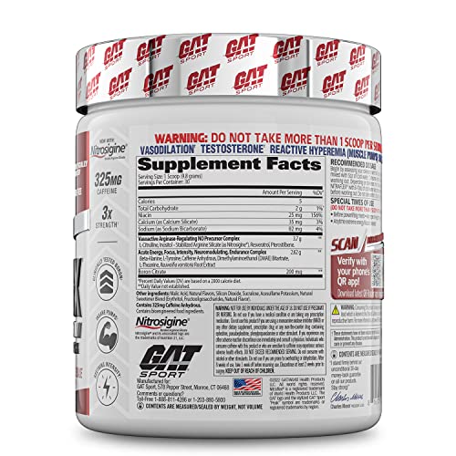 GAT Sport Nitraflex Advanced Pre-Workout Powder, Increases Blood Flow, Boosts Strength and Energy, Improves Exercise Performance, Creatine-Free (BlackBerry Lemonade, 30 Servings)