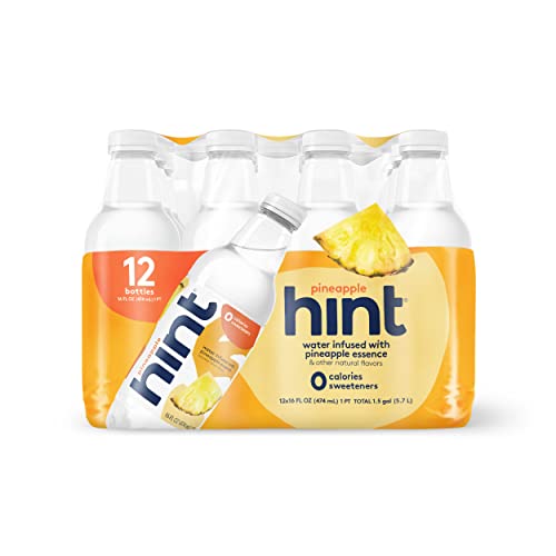 Hint Water Pineapple (Pack of 12), 16 Ounce Bottles, Pure Water Infused with Pineapple, Zero Sugar, Zero Calories, Zero Sweeteners, Zero Preservatives, Zero Artificial Flavors