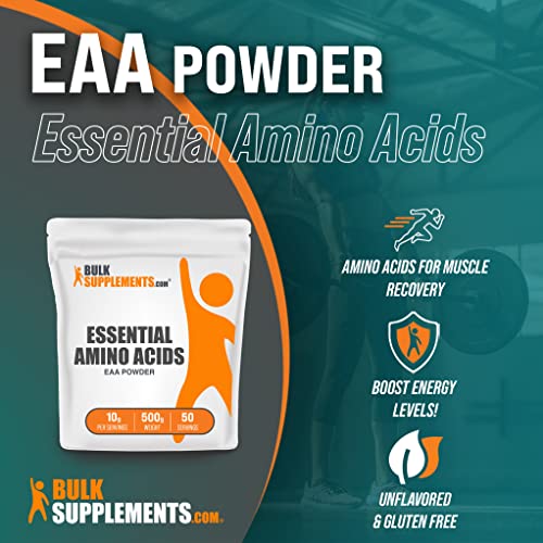 BULKSUPPLEMENTS.COM Essential Amino Acids Powder - Essential Amino Acids Supplement - EAAs Amino Acids Powder - EAA Powder - 10g per Serving, 50 Servings (500 Grams - 1.1 lbs)