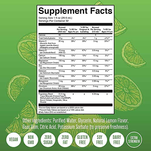 Nighttime Liquid Multimineral Supplement | Sugar Free | Natural Sleep Support for Adults & Kids | NO Melatonin | Magnesium, Calcium & MSM | Lemonade Flavor | Vegan | Gluten Free | 32 Servings