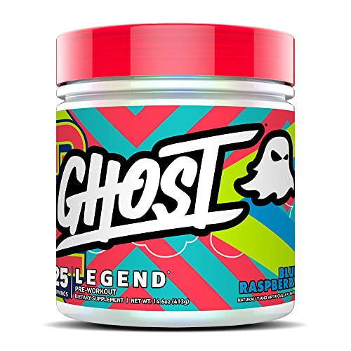 GHOST Legend Pre-Workout Energy Powder, Blue Raspberry - 25 Servings - Caffeine, L-Citrulline, & Beta Alanine Blend for Energy Focus & Pumps - Free of Soy, Sugar & Gluten, Vegan