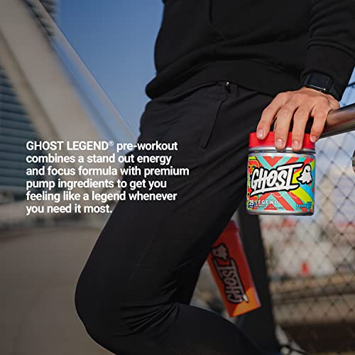 GHOST Legend Pre-Workout Energy Powder, Blue Raspberry - 25 Servings - Caffeine, L-Citrulline, & Beta Alanine Blend for Energy Focus & Pumps - Free of Soy, Sugar & Gluten, Vegan