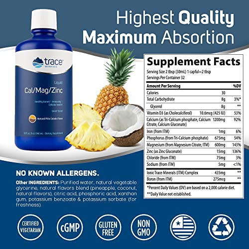 Trace Minerals Research Cal Mag Zinc Liquid, 32 FZ