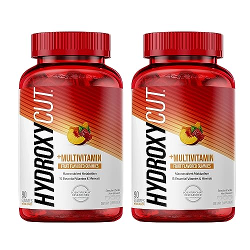 Hydroxycut Caffeine-Free Gummy for Women & Men | 15 Essential Vitamins & Minerals | Metabolism | 90 Count (Pack of 2)