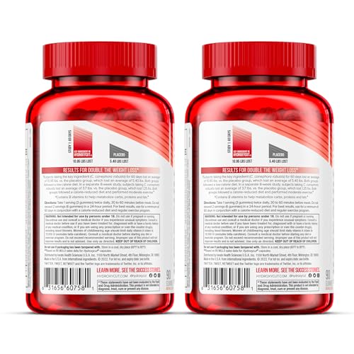 Hydroxycut Caffeine-Free Gummy for Women & Men | 15 Essential Vitamins & Minerals | Metabolism | 90 Count (Pack of 2)