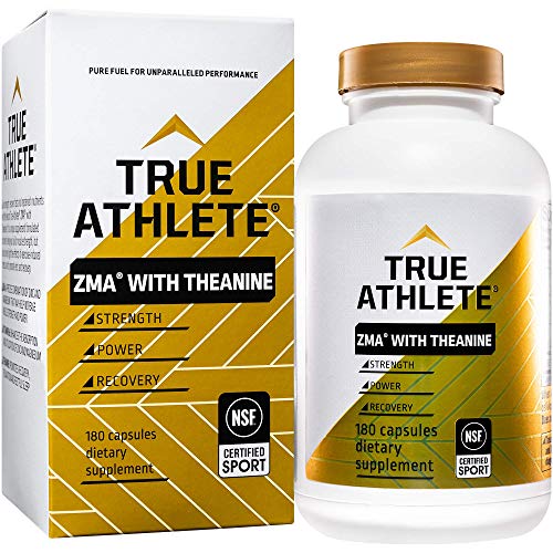 True Athlete ZMA with Theanine Combination of Zinc Magnesium to Help Increase Muscle Strength Power, NSF Certified for Sport (180 Capsules)