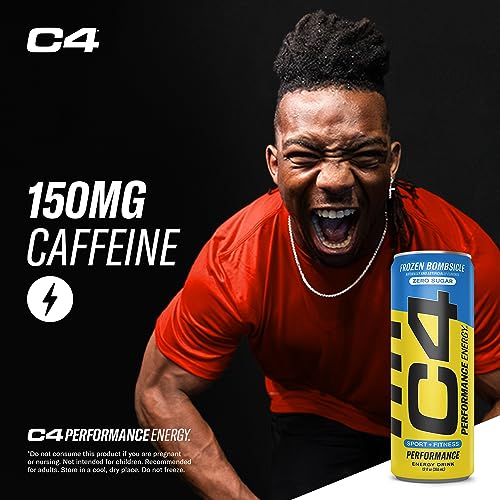 C4 Energy Drink 12oz (Pack of 12) - Frozen Bombsicle - Sugar Free Pre Workout Performance Drink with No Artificial Colors or Dyes
