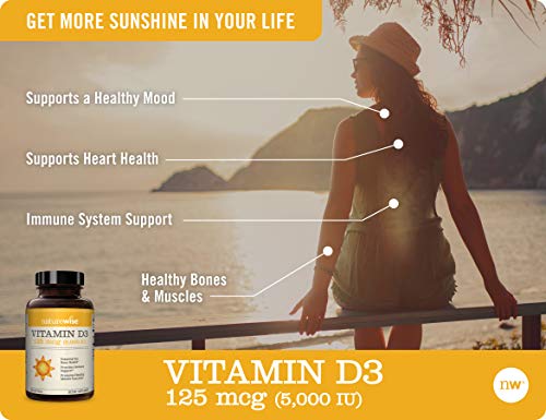 NatureWise Vitamin D3 5,000 IU (1 Year Supply) for Healthy Muscle Function, Bone Health, and Immune Support Non-GMO in Cold-Pressed Organic Olive Oil Gluten-Free (Packaging May Vary) [360 Count]