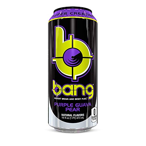 Bang Purple Guava Pear Energy Drink, 0 Calories, Sugar Free with Super Creatine, 16 Fl Oz (Pack of 12)