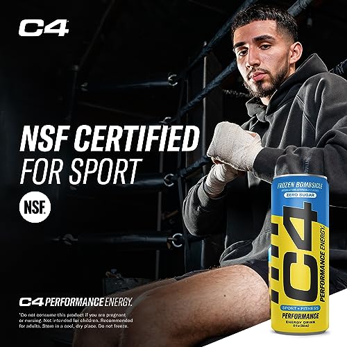 C4 Energy Drink 12oz (Pack of 12) - Frozen Bombsicle - Sugar Free Pre Workout Performance Drink with No Artificial Colors or Dyes