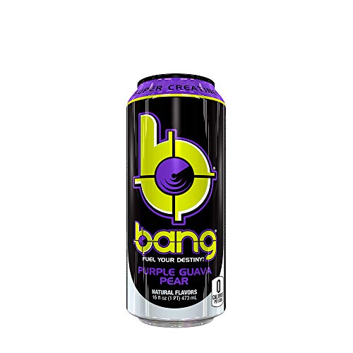 Bang Purple Guava Pear Energy Drink, 0 Calories, Sugar Free with Super Creatine, 16 Fl Oz (Pack of 12)