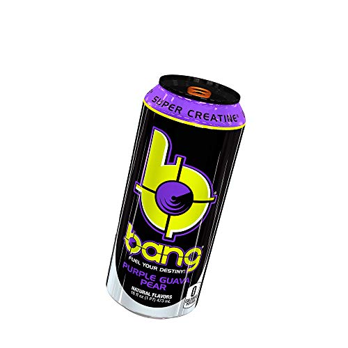 Bang Purple Guava Pear Energy Drink, 0 Calories, Sugar Free with Super Creatine, 16 Fl Oz (Pack of 12)
