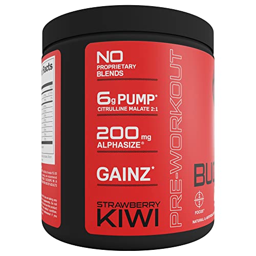 Bucked Up Pre Workout - Best Tasting - 6 Grams Citrulline, 2 Grams Beta Alanine Non Proprietary Blend, Powder (Strawberry Kiwi)