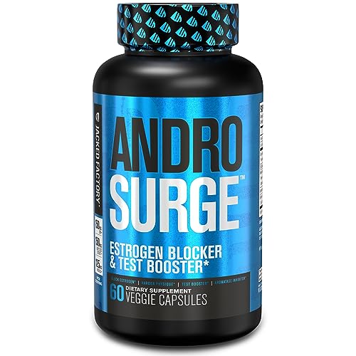 Androsurge Estrogen Blocker for Men - Natural Testosterone Booster for Men & Anti Estrogen Aromatase Inhibitor - Test Booster, Muscle Builder for Men - DIM Long Jack & More, 60 Veggie Pills