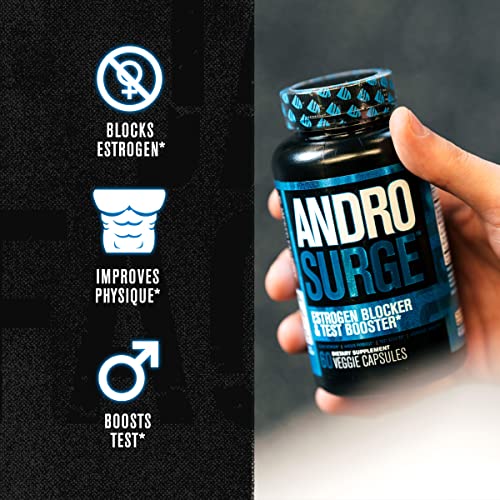Androsurge Estrogen Blocker for Men - Natural Testosterone Booster for Men & Anti Estrogen Aromatase Inhibitor - Test Booster, Muscle Builder for Men - DIM Long Jack & More, 60 Veggie Pills