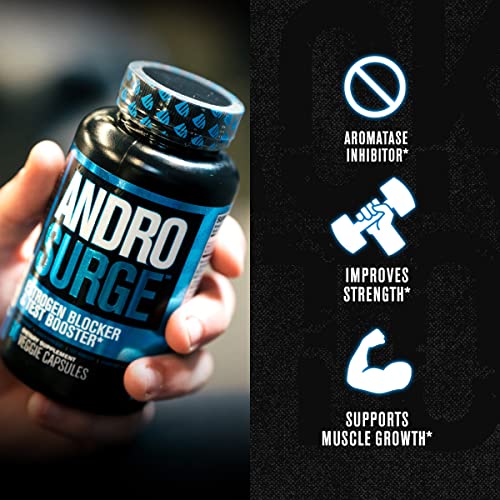 Androsurge Estrogen Blocker for Men - Natural Testosterone Booster for Men & Anti Estrogen Aromatase Inhibitor - Test Booster, Muscle Builder for Men - DIM Long Jack & More, 60 Veggie Pills