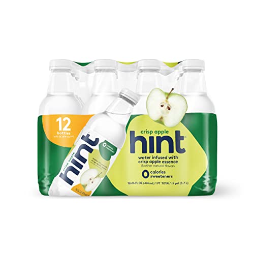 Hint Water Crisp Apple, Pure Water Infused with Crisp Apple, Zero Sugar, Zero Calories, Zero Sweeteners, Zero Preservatives, Zero Artificial Flavors, 16 Fl Oz (Pack of 12)