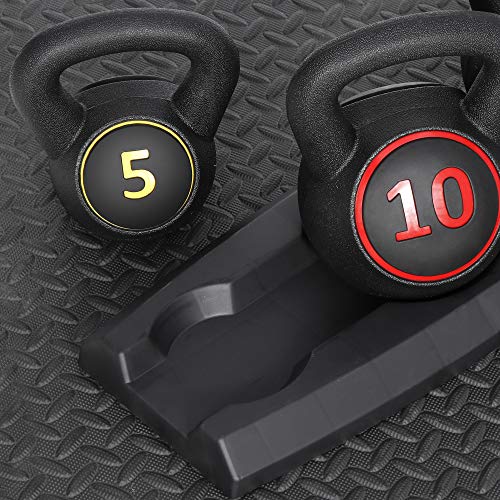 F2C 3-Piece Kettlebell Set 5lb, 10lb, 15lb with Rack
