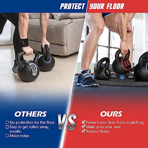 F2C 3-Piece Kettlebell Set 5lb, 10lb, 15lb with Rack